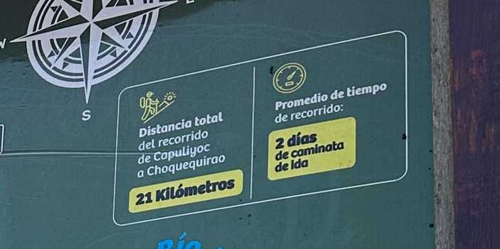 Distancia de Capuliyoc a Choquequirao